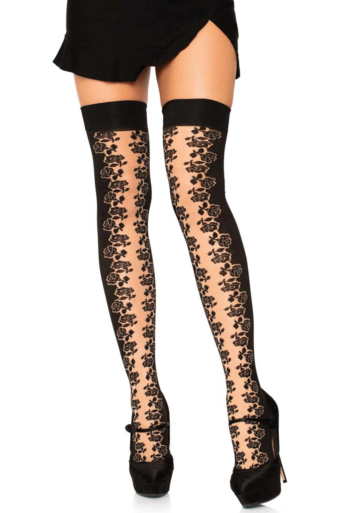 LacyNighty™ Rosette Panel Thigh Highs Leg Avenue Hosiery