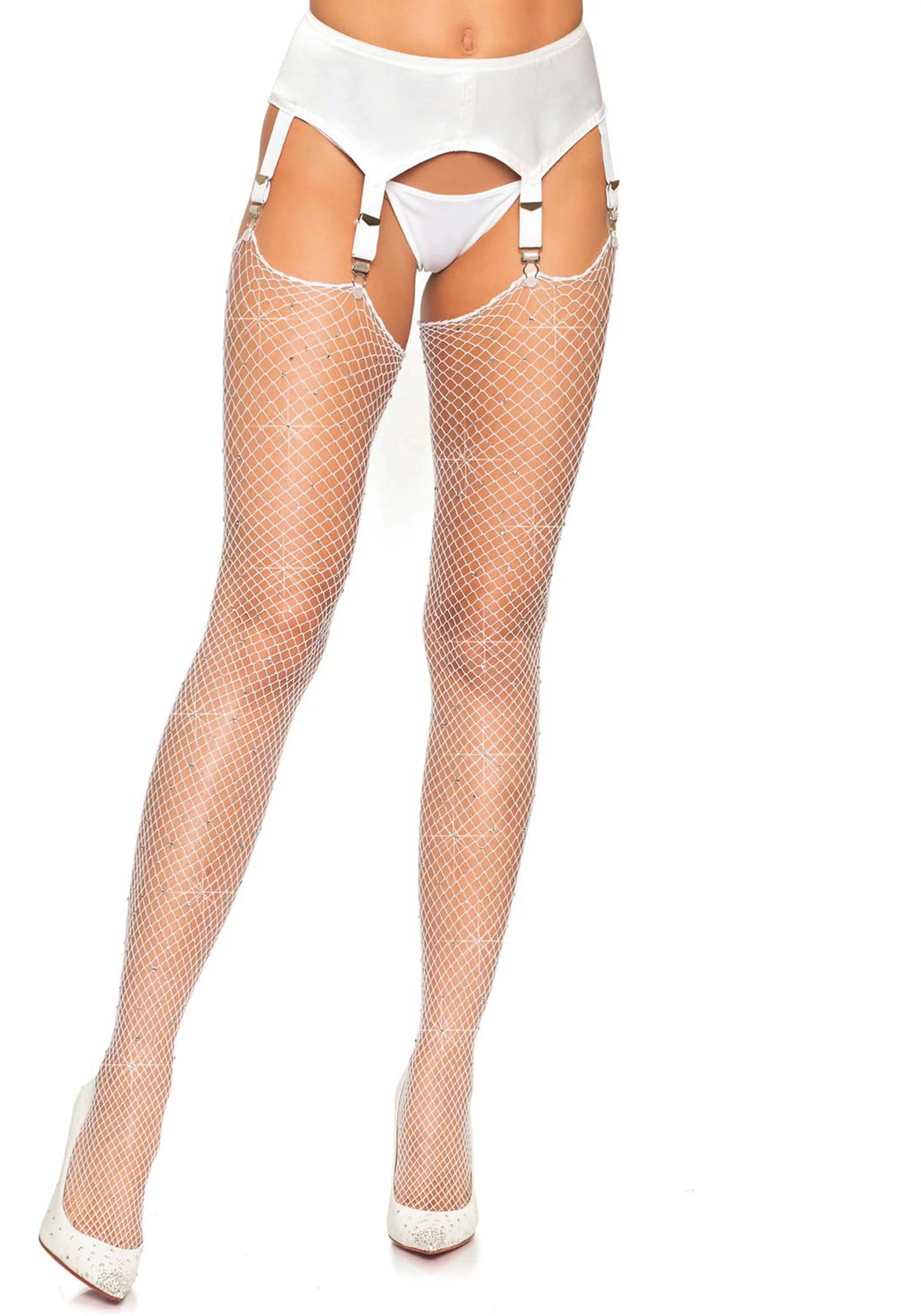LacyNighty™ Rhinestone Fishnet Stockings Leg Avenue Hosiery