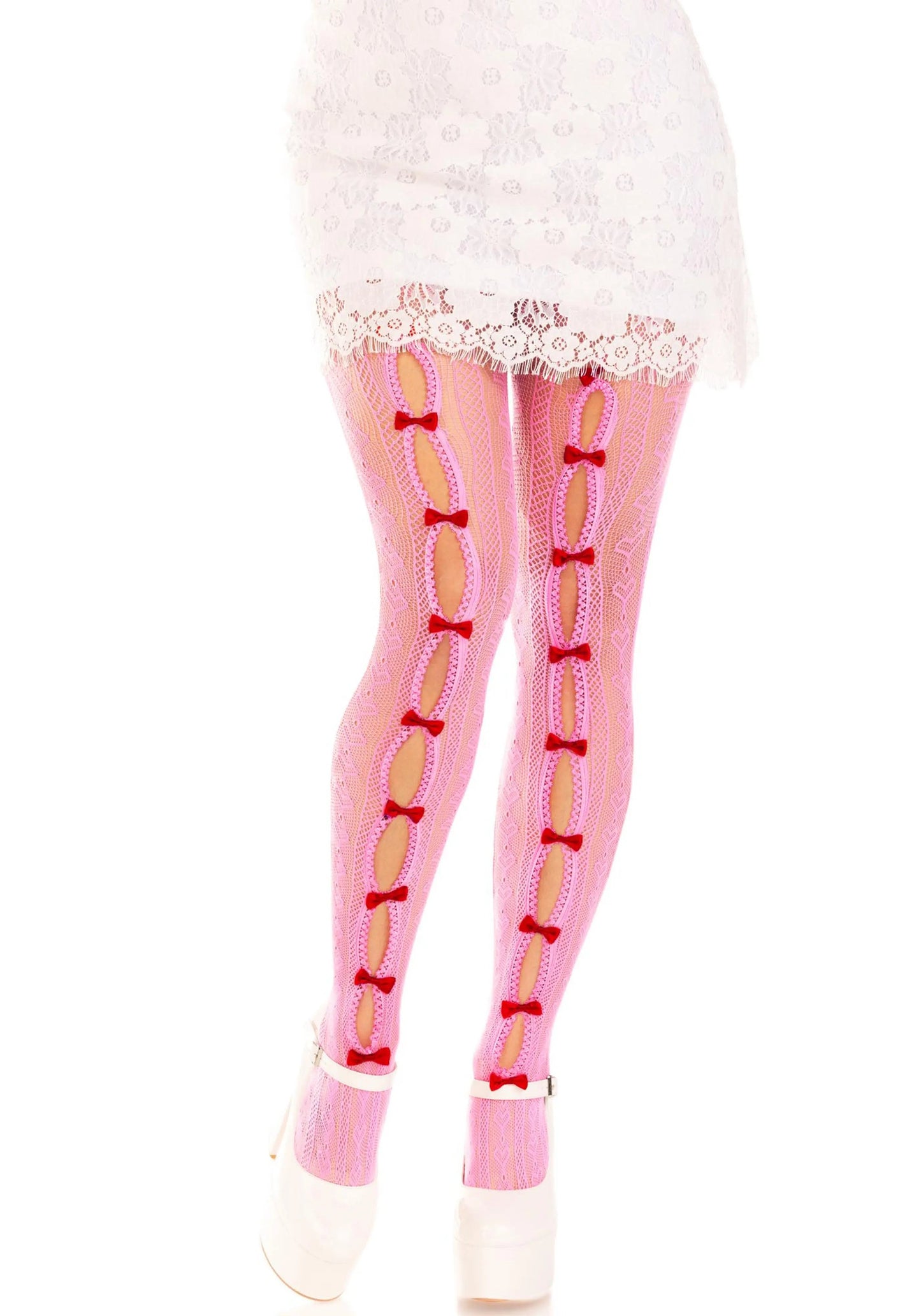 LacyNighty™ Sweetheart Striped Net Pantyhose Leg Avenue Hosiery