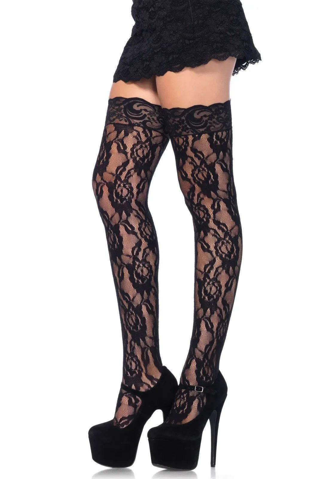 LacyNighty™ Rose Lace Stockings Leg Avenue Hosiery