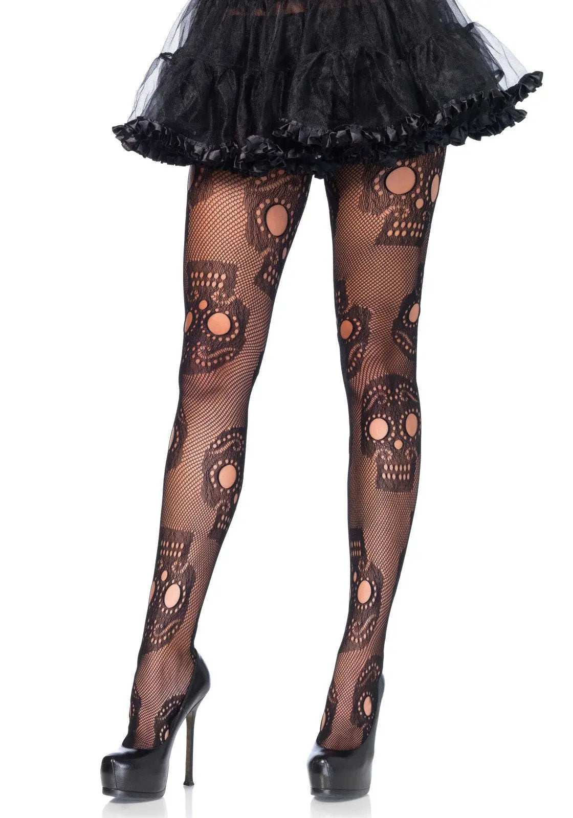 LacyNighty™ Plus Sugar Skull Net Pantyhose Leg Avenue Hosiery