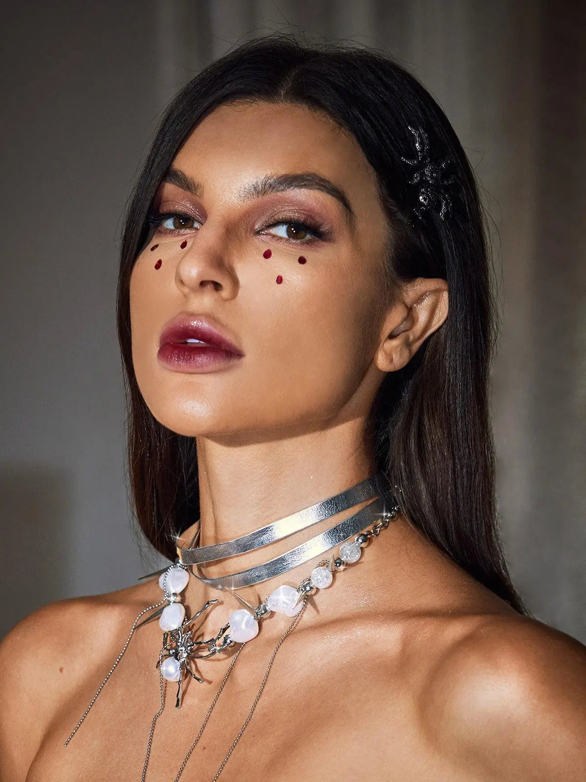 Blakeley Spider Pearl Fringe Choker Mew Mews Fashion Necklace