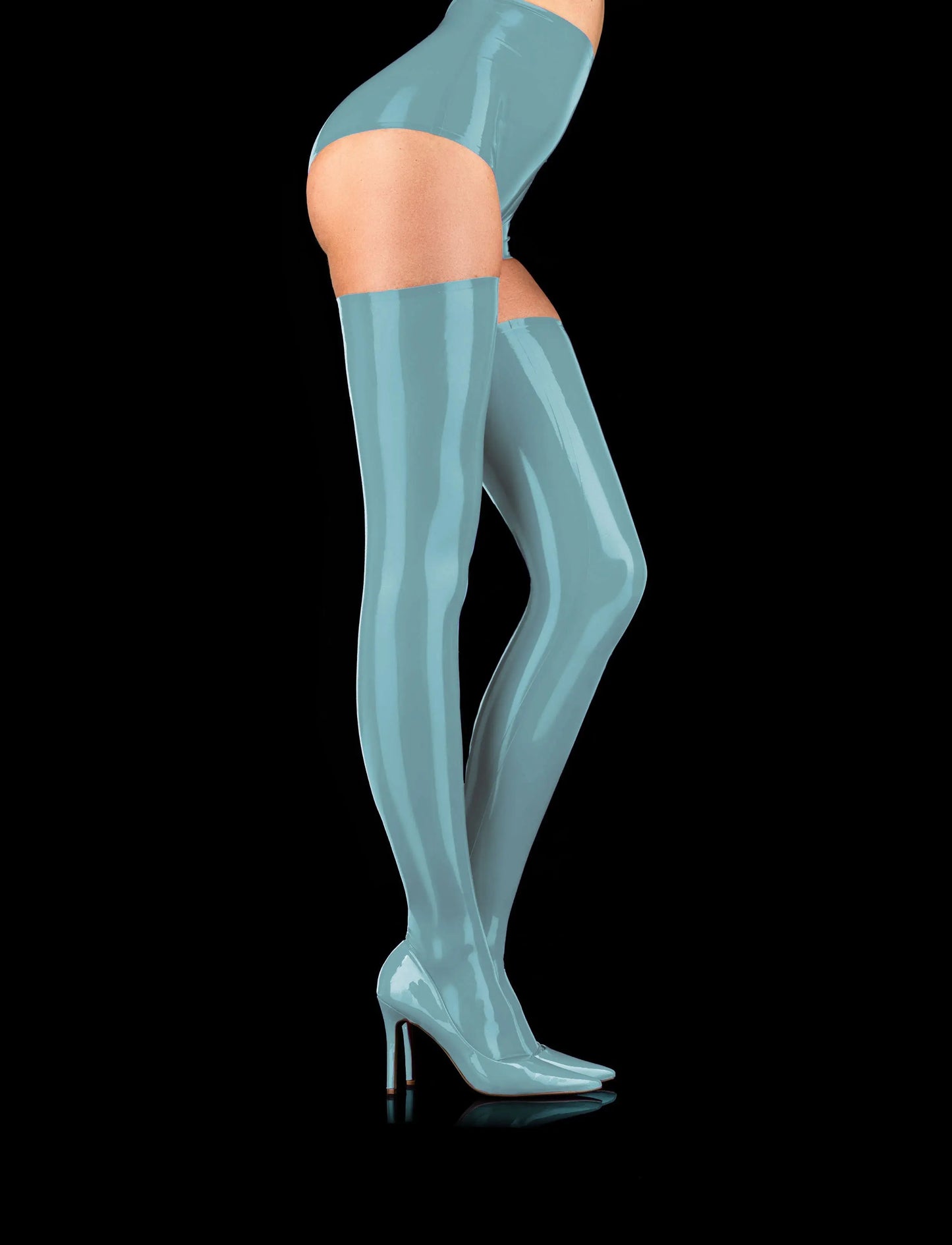 Latex Blue Thigh Highs Honey Birdette Latex