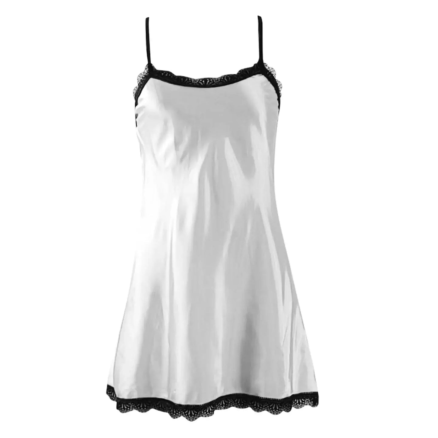 LacyNighty™ White Satin Nightdress Lacy Nighty