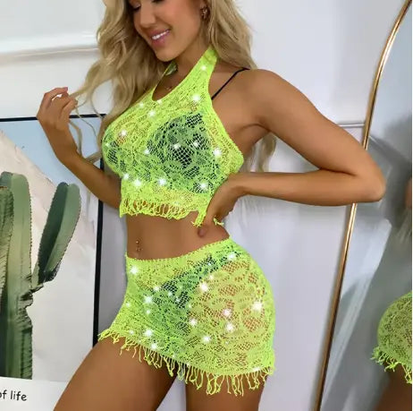 LacyNighty™ Lovestruck 3-Piece Set - Electric Yellow Lavah Intimates