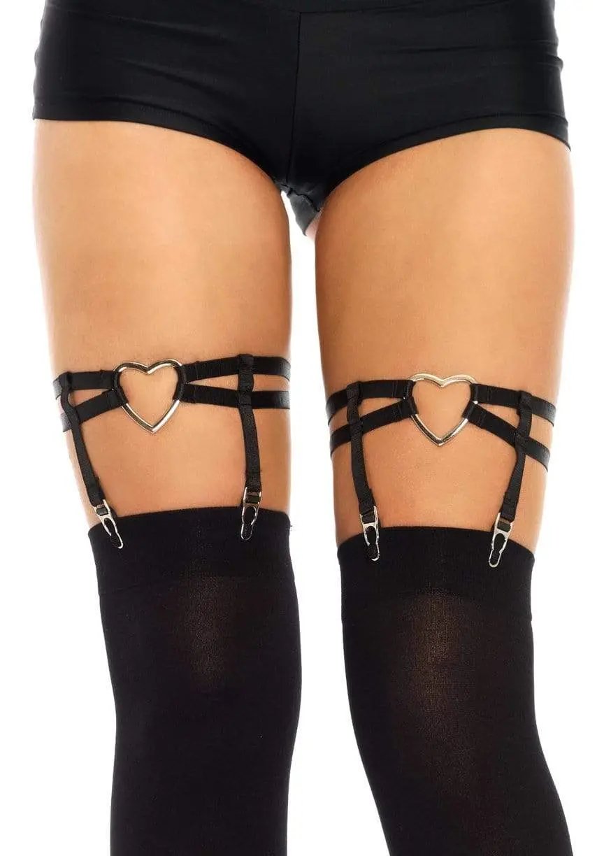 LacyNighty™ Dual Strap Garter Suspender with Heart Leg Avenue Hosiery