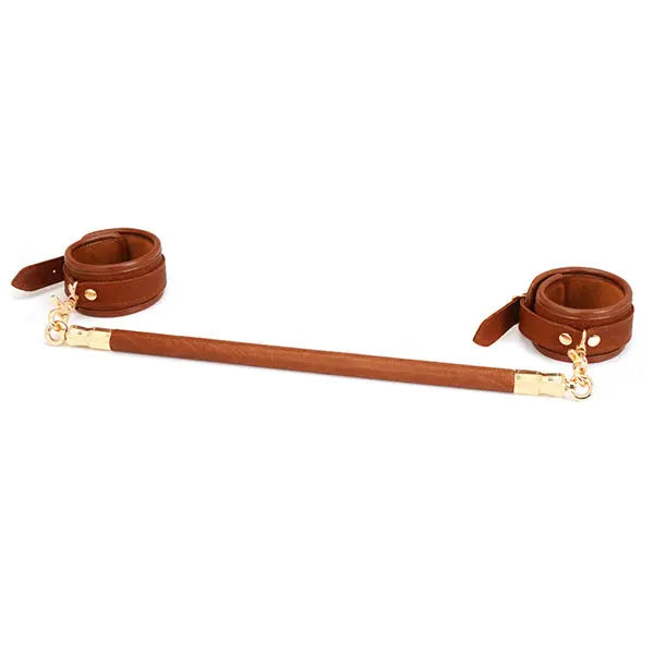LacyNighty™ Brown Leather Bar Restraints Lavah Intimates harness