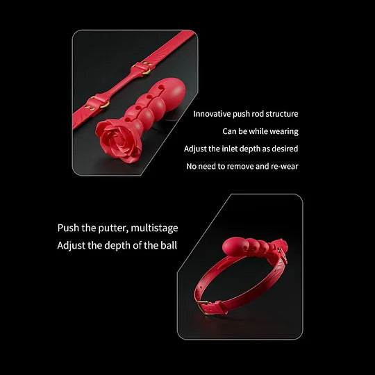 💥2026, Roselle - BDSM Multi-section Rose Ball Gag, Adjustable Silicone Mouth Gag For Couple Bondage Training