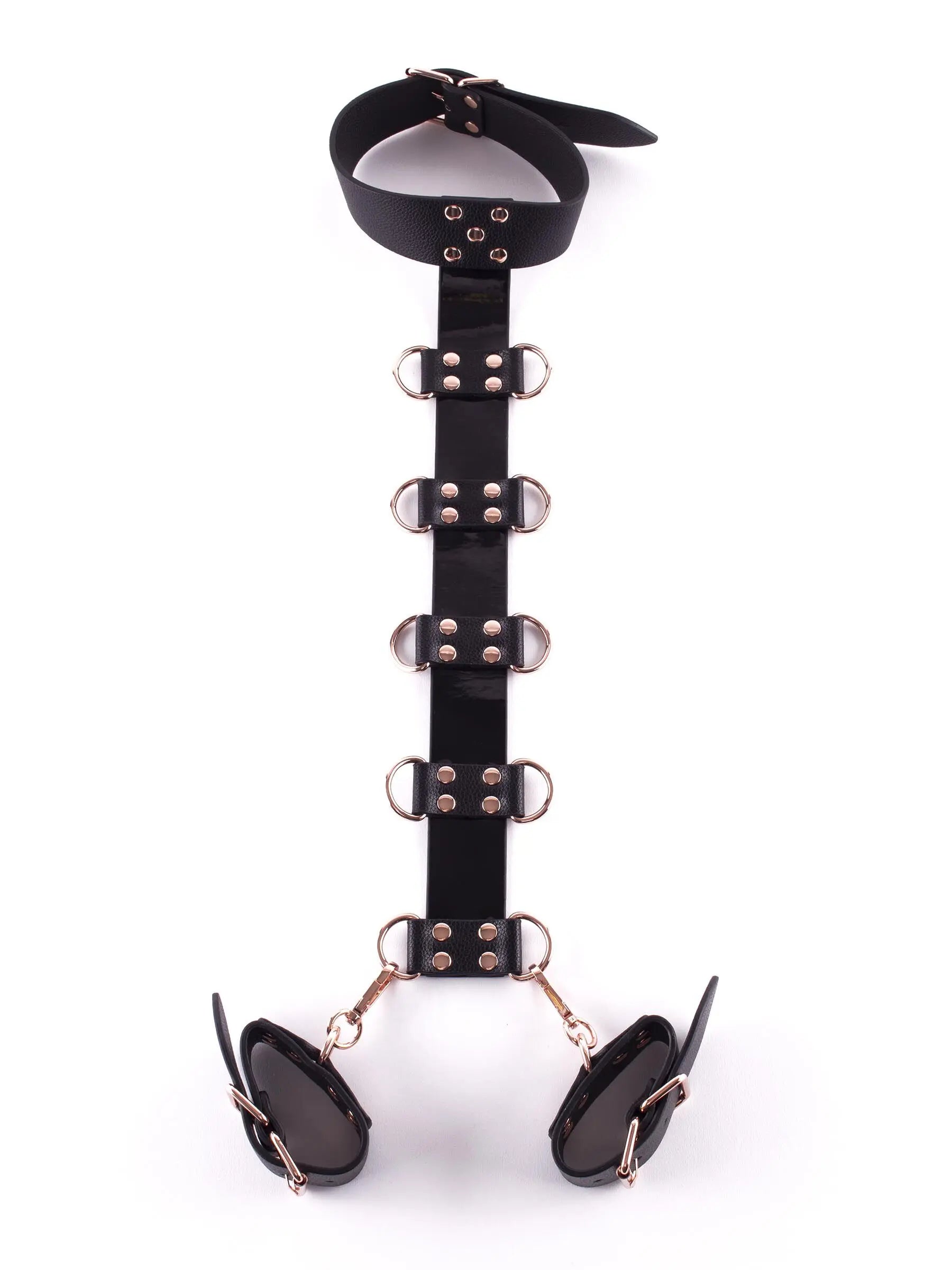 LacyNighty™ Signature Faux Leather Neck to Wrist Restraint Lavah Intimates