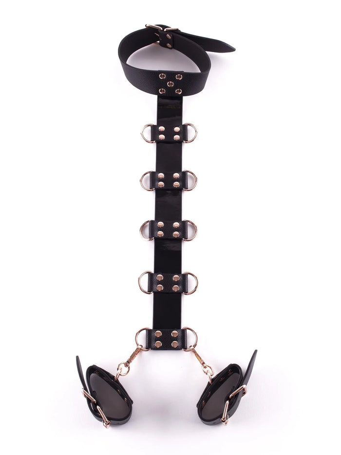 LacyNighty™ Signature Faux Leather Neck to Wrist Restraint Lavah Intimates