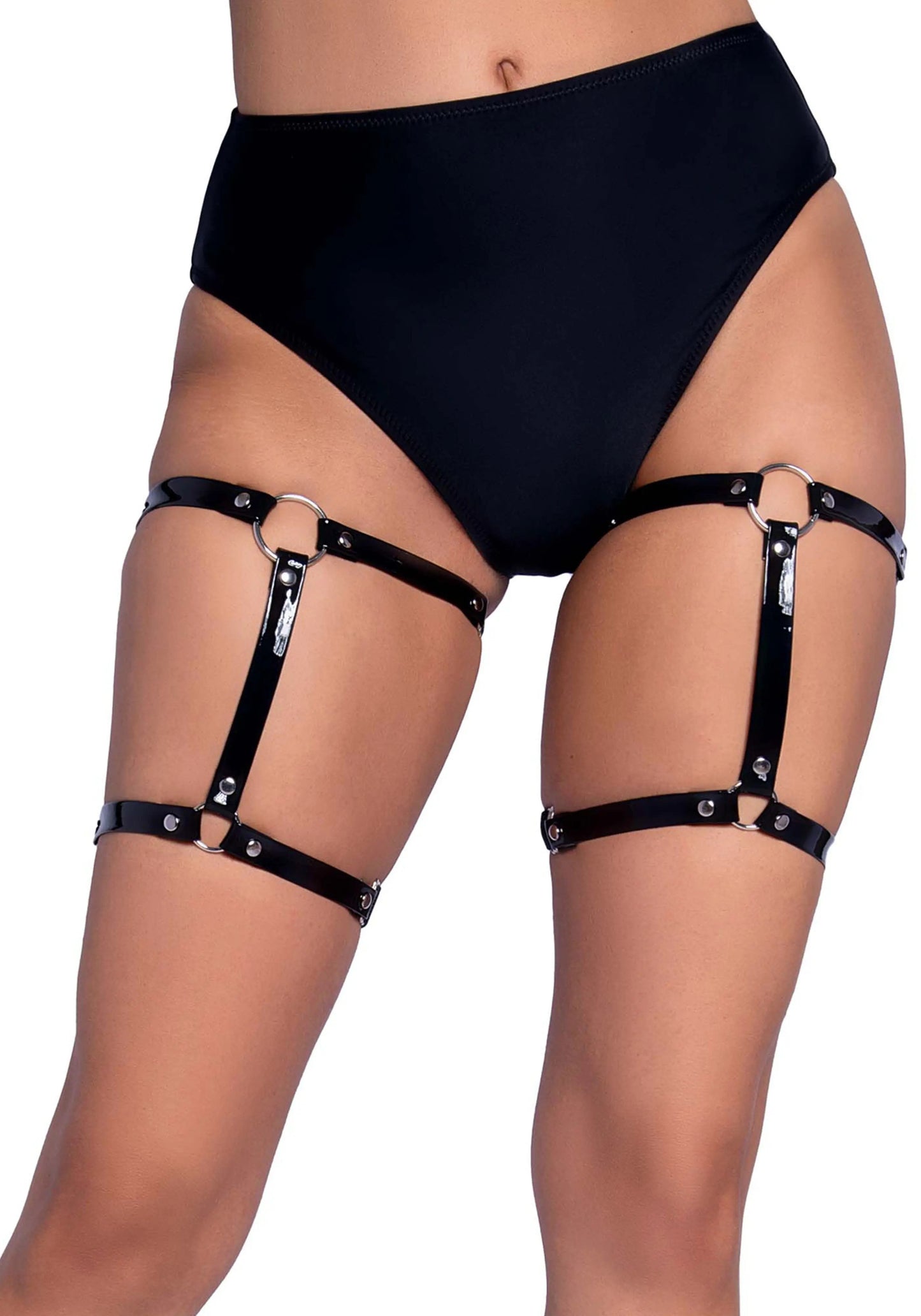 LacyNighty™ Dual Strap Studded Thigh High Garters Leg Avenue Hosiery