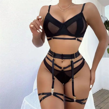 Midnight Allure Set | Sexy Mesh Lingerie Lacy Nighty