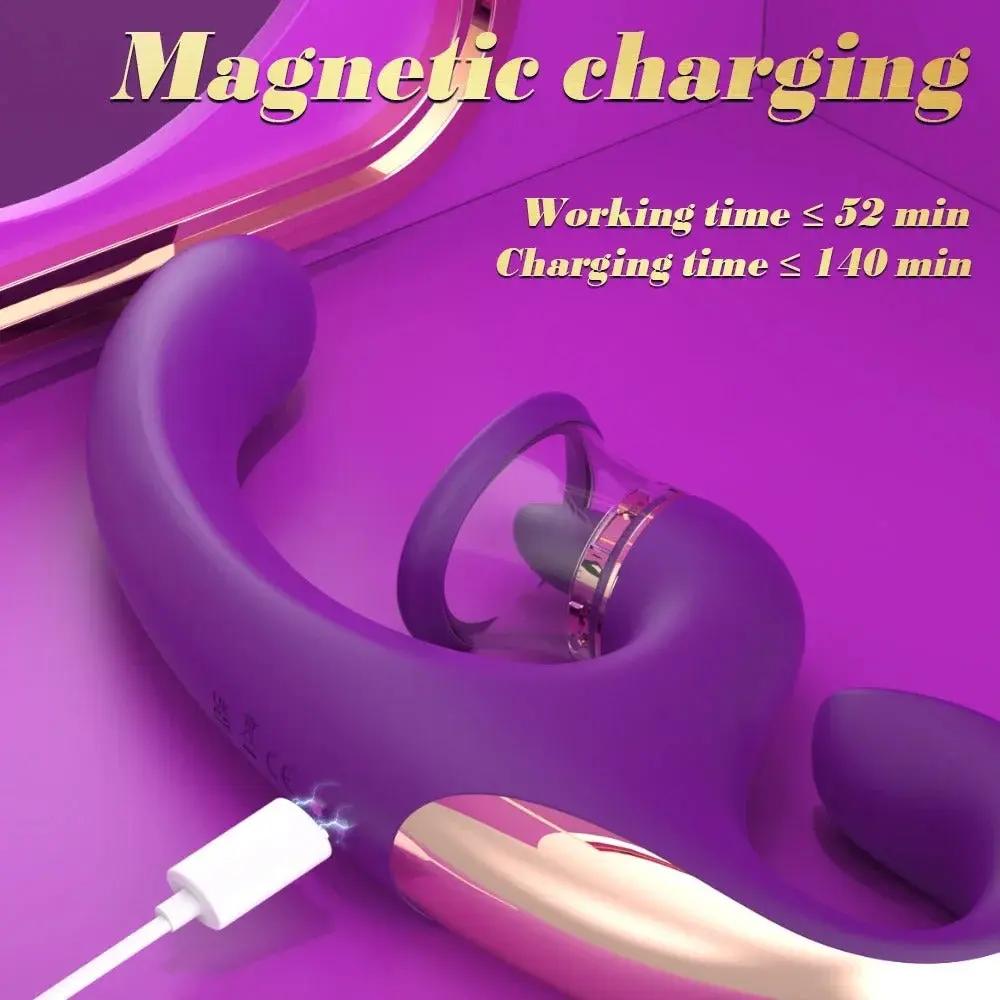 Sandra 3-in-1 G-Spot and Clitoral Suction Rabbit Vibrator - Lacy Lacy Nighty Sandra 3-in-1 G-Spot and Clitoral Suction Rabbit Vibrator - Lacy Lacy Nighty