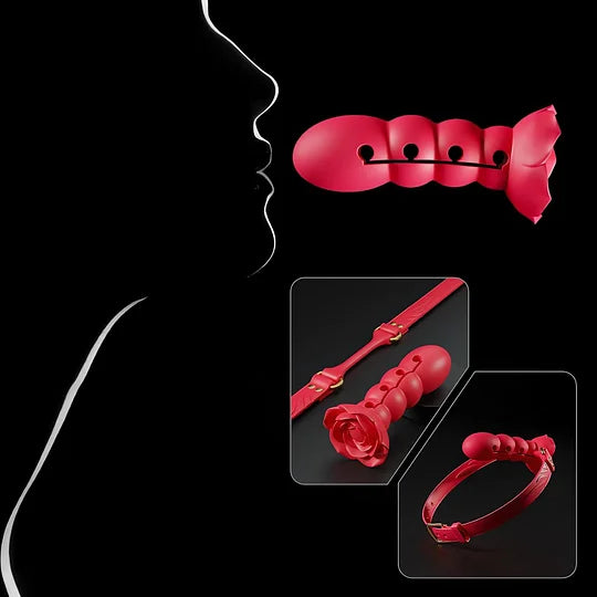 💥2026, Roselle - BDSM Multi-section Rose Ball Gag, Adjustable Silicone Mouth Gag For Couple Bondage Training