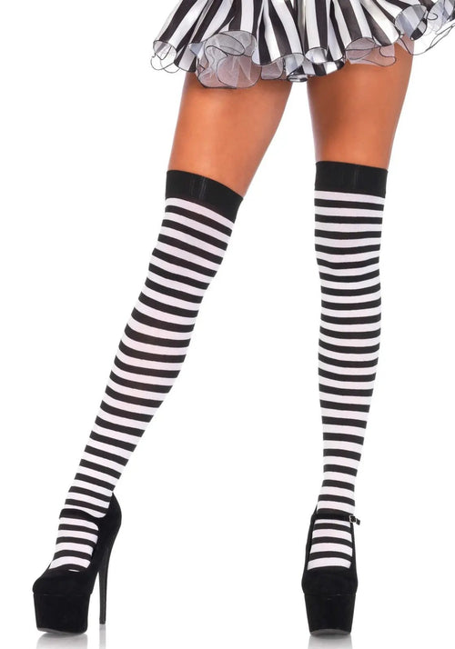 LacyNighty™ Plus Striped Thigh Highs Leg Avenue Hosiery