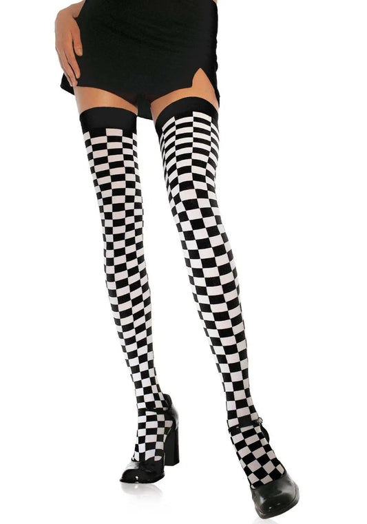 LacyNighty™ Checkerboard Thigh Highs Leg Avenue Hosiery