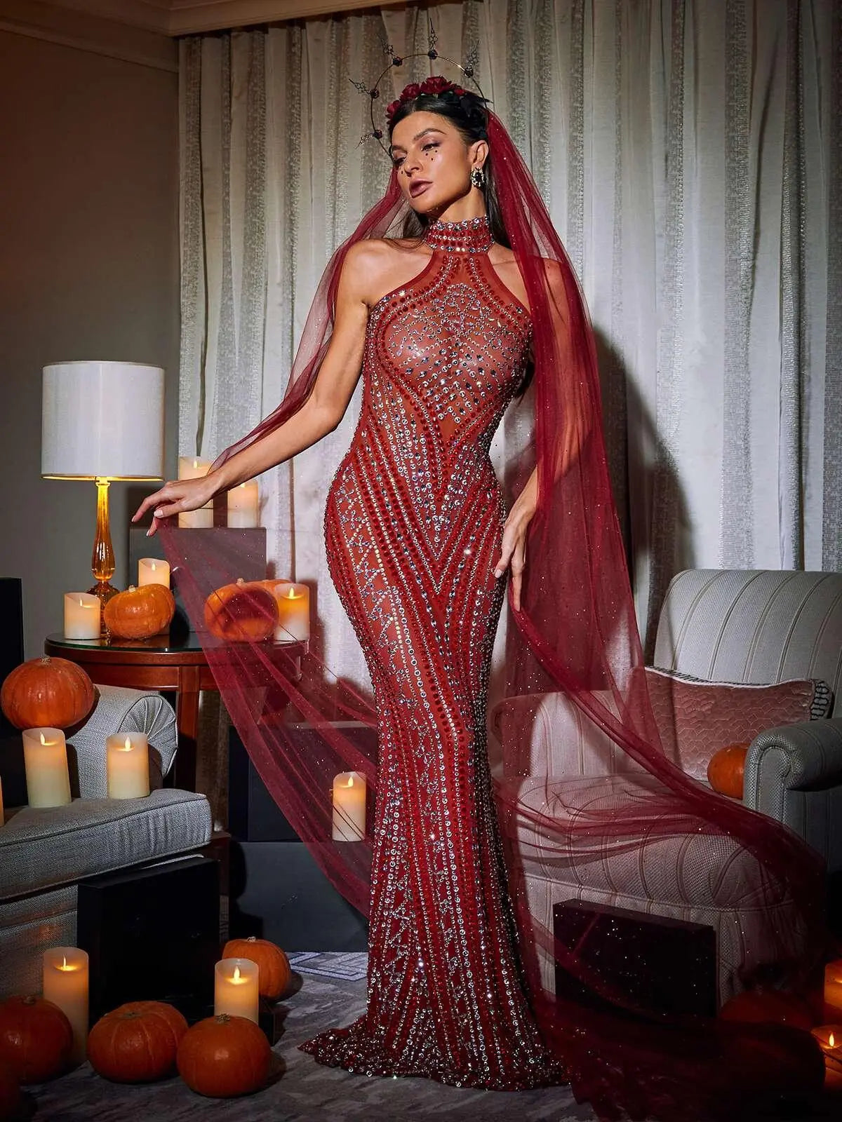 Vera Sleeveless Crystal Mesh Maxi Dress Mew Mews Fashion Dresses