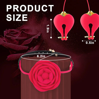 💥2026, Floriss - Rose Nipple Clamp Toys, 2 In 1 Adjustable Rose Necklace Mouth Gag