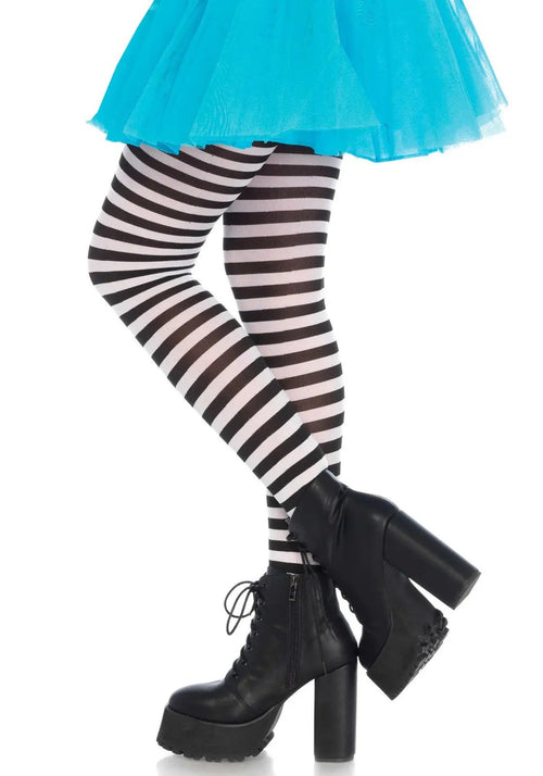 LacyNighty™ Nylon Striped Pantyhose Leg Avenue Hosiery