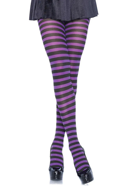 LacyNighty™ Nylon Striped Pantyhose Leg Avenue Hosiery