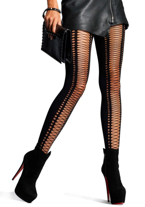 LacyNighty™ Elastane Lace Up Pantyhose Leg Avenue Hosiery