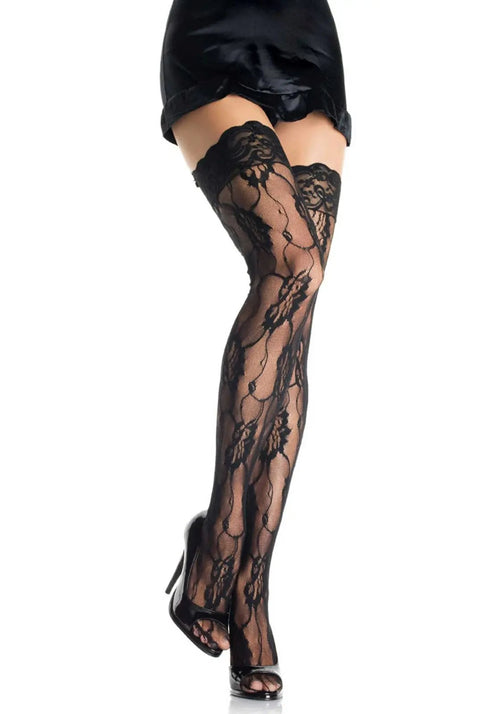 LacyNighty™ Romantic Rose Lace Thigh Highs Leg Avenue Hosiery