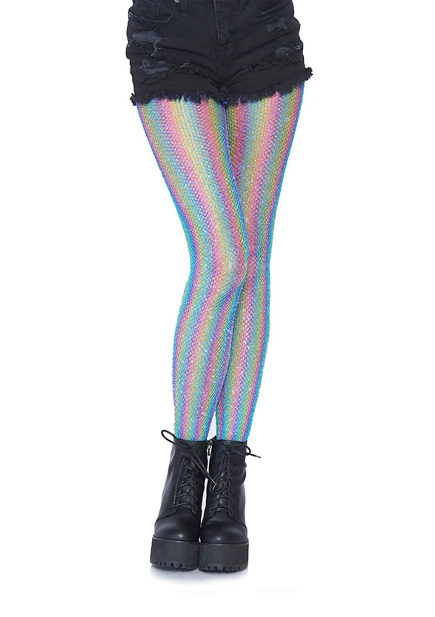 LacyNighty™ Lurex Rainbow Fishnet Pantyhose Leg Avenue Hosiery