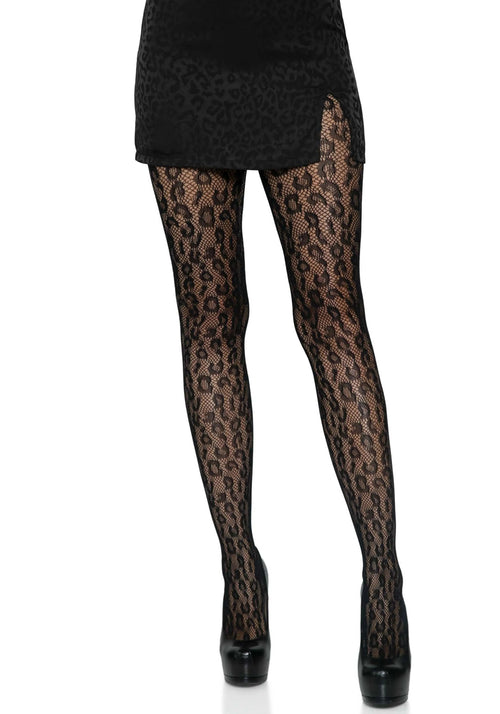LacyNighty™ Leopard Net Pantyhose Leg Avenue Hosiery