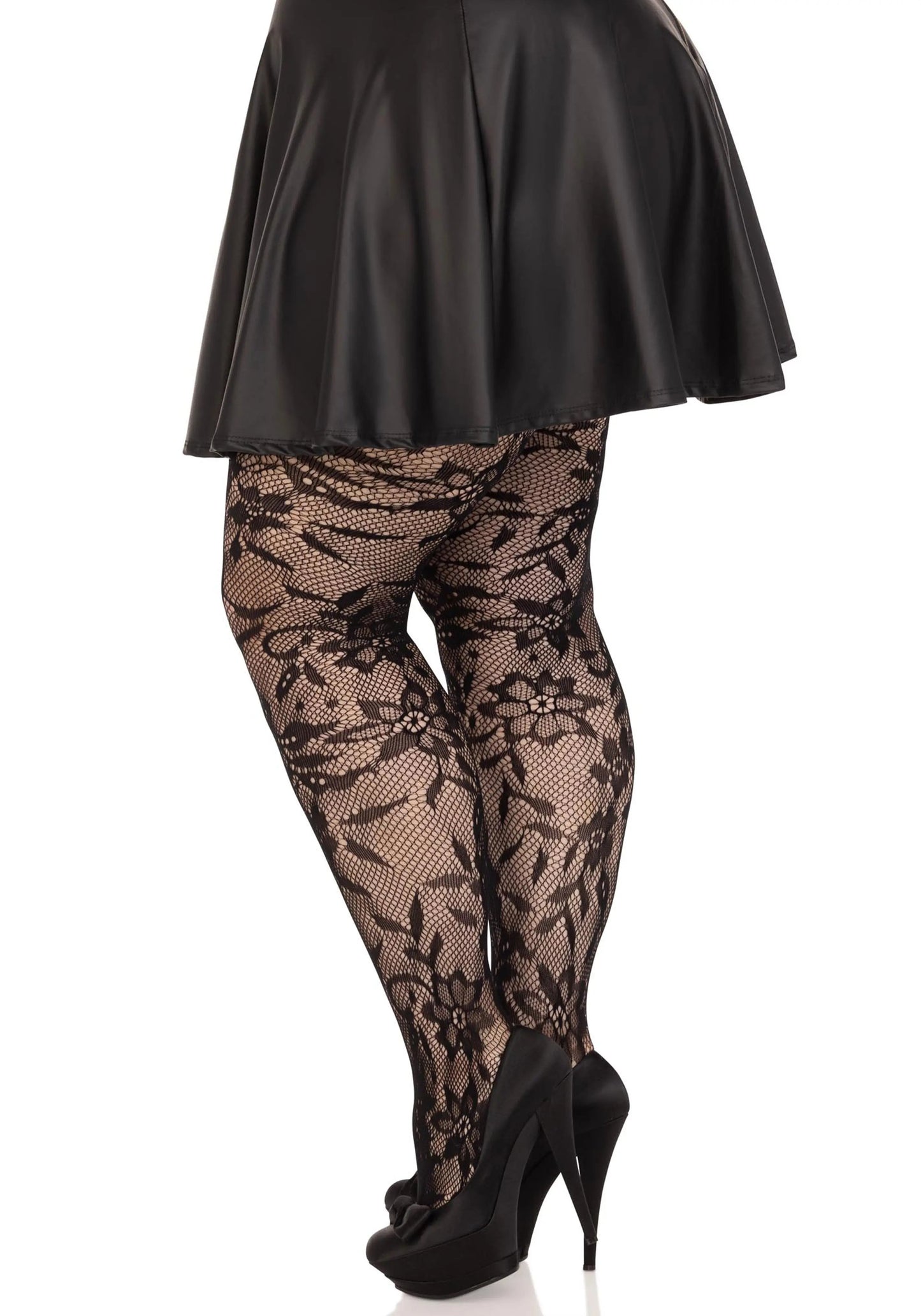 LacyNighty™ Plus Seamless Floral Lace Pantyhose Leg Avenue Hosiery