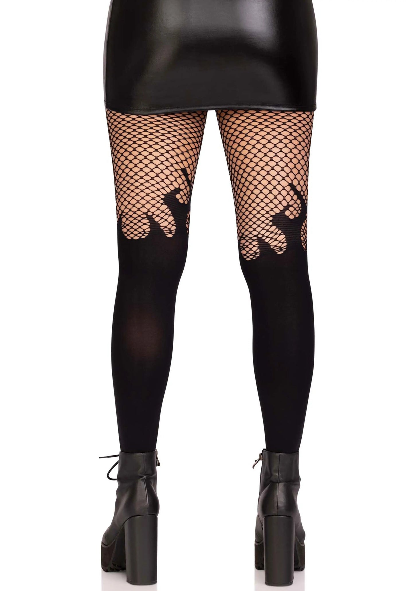 LacyNighty™ Flame Pantyhose with Fishnet Top Leg Avenue Hosiery