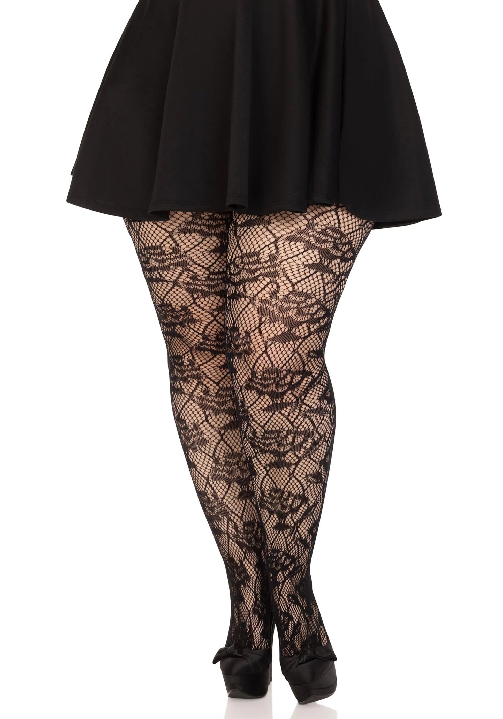 LacyNighty™ Plus Wild Rose Net Pantyhose Leg Avenue Hosiery