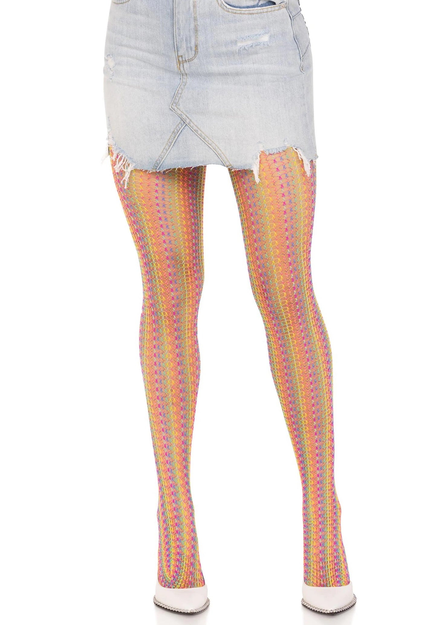 LacyNighty™ Rainbow Crochet Net Pantyhose Leg Avenue Hosiery