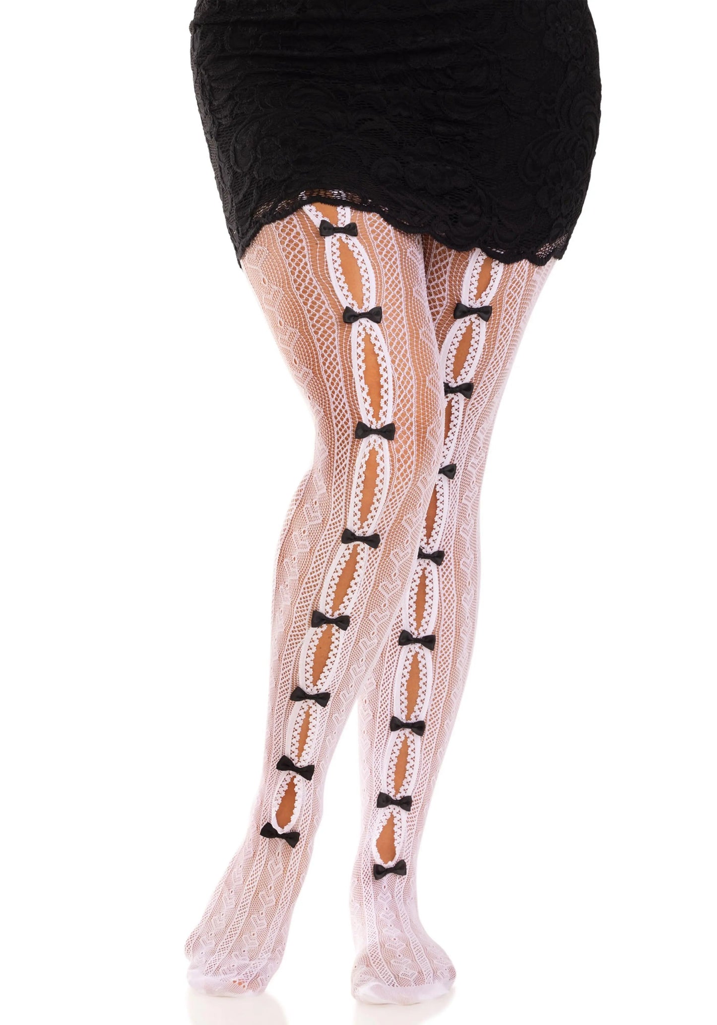 LacyNighty™ Sweetheart Striped Net Pantyhose Leg Avenue Hosiery