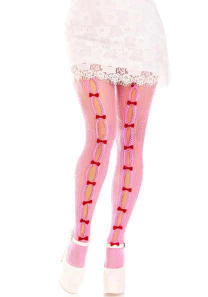 LacyNighty™ Sweetheart Striped Net Pantyhose Leg Avenue Hosiery