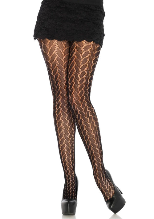LacyNighty™ Plaited Lace Pantyhose Leg Avenue Hosiery
