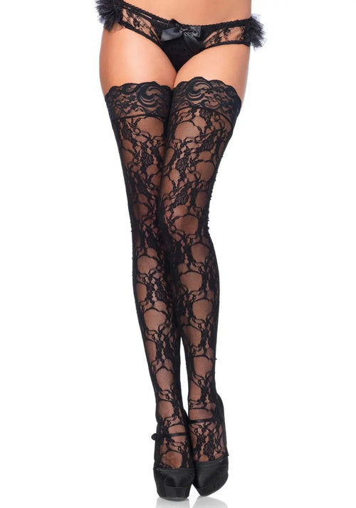 LacyNighty™ Stay Up of Floral Lace Leg Avenue Hosiery