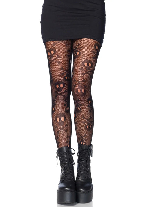 LacyNighty™ Pirate Skull Net Pantyhose Leg Avenue Hosiery