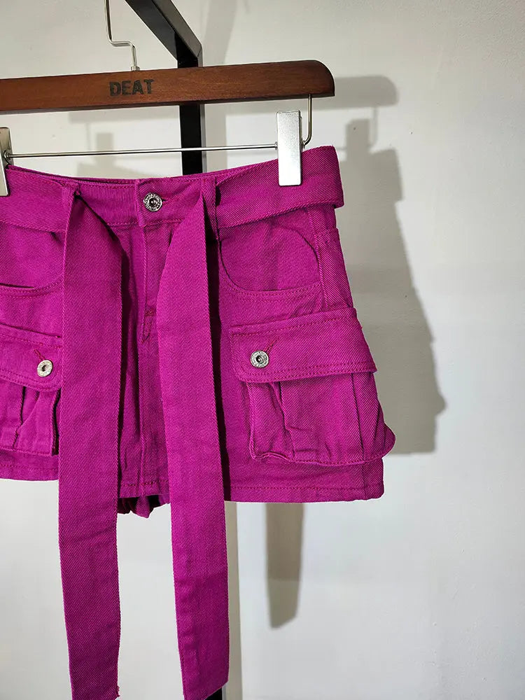 Denim Mini Skirt With Belt Lacy0301Goth Home