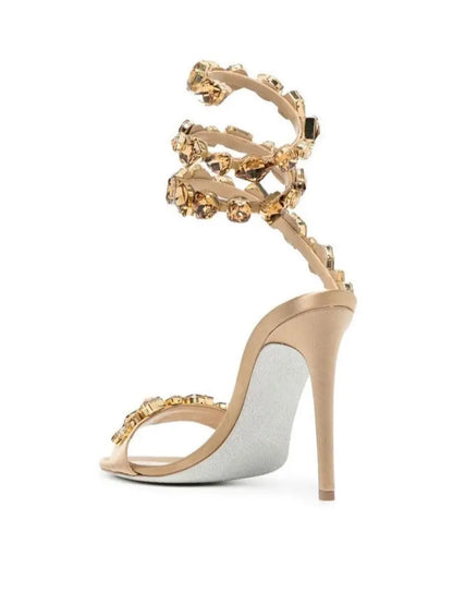 Elyra Snake Rhinestone Sandals In Gold Mew Mews Fashion Shoes