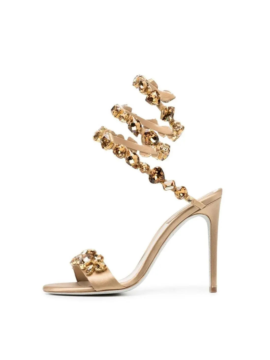 Elyra Snake Rhinestone Sandals In Gold Mew Mews Fashion Shoes