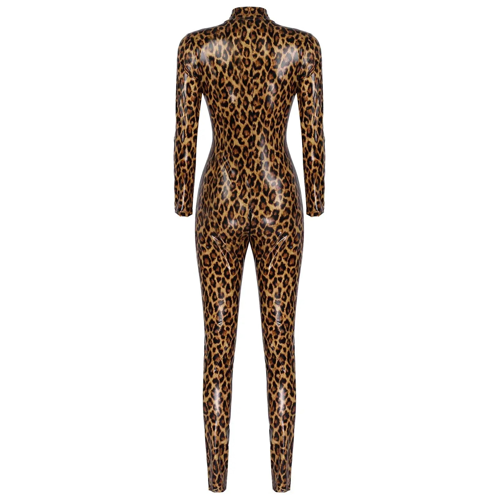 Leopard Print Leather Bodysuit Lacy0301 Other