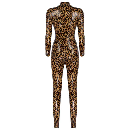 Leopard Print Leather Bodysuit Lacy0301 Other