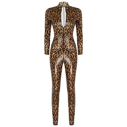 Leopard Print Leather Bodysuit Lacy0301 Other