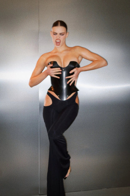 LacyNighty™ Corset Leather Black LacyNighty lingerie