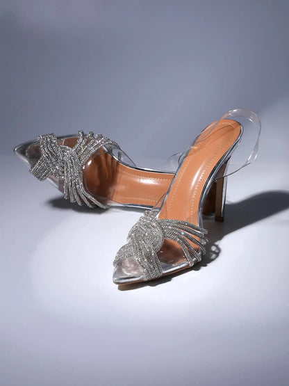 Lumi Crystal Embellished Sandals In Silver (made to order) Mew Mews Fashion Shoes