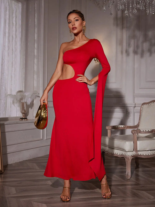 Naoko One Shoulder Cutout Maxi Dress Mew Mews Fashion Dresses