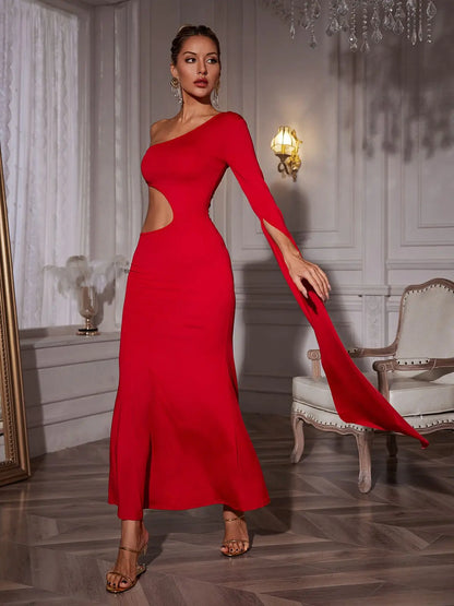 Naoko One Shoulder Cutout Maxi Dress Mew Mews Fashion Dresses