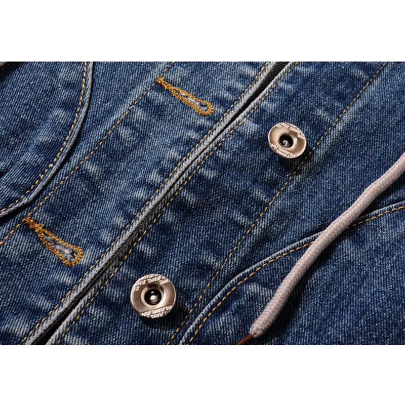 Hooded Denim Vest Lacy0301Goth