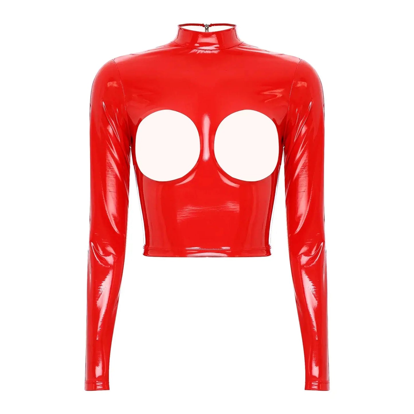 Glossy Leather Crop Top Lacy