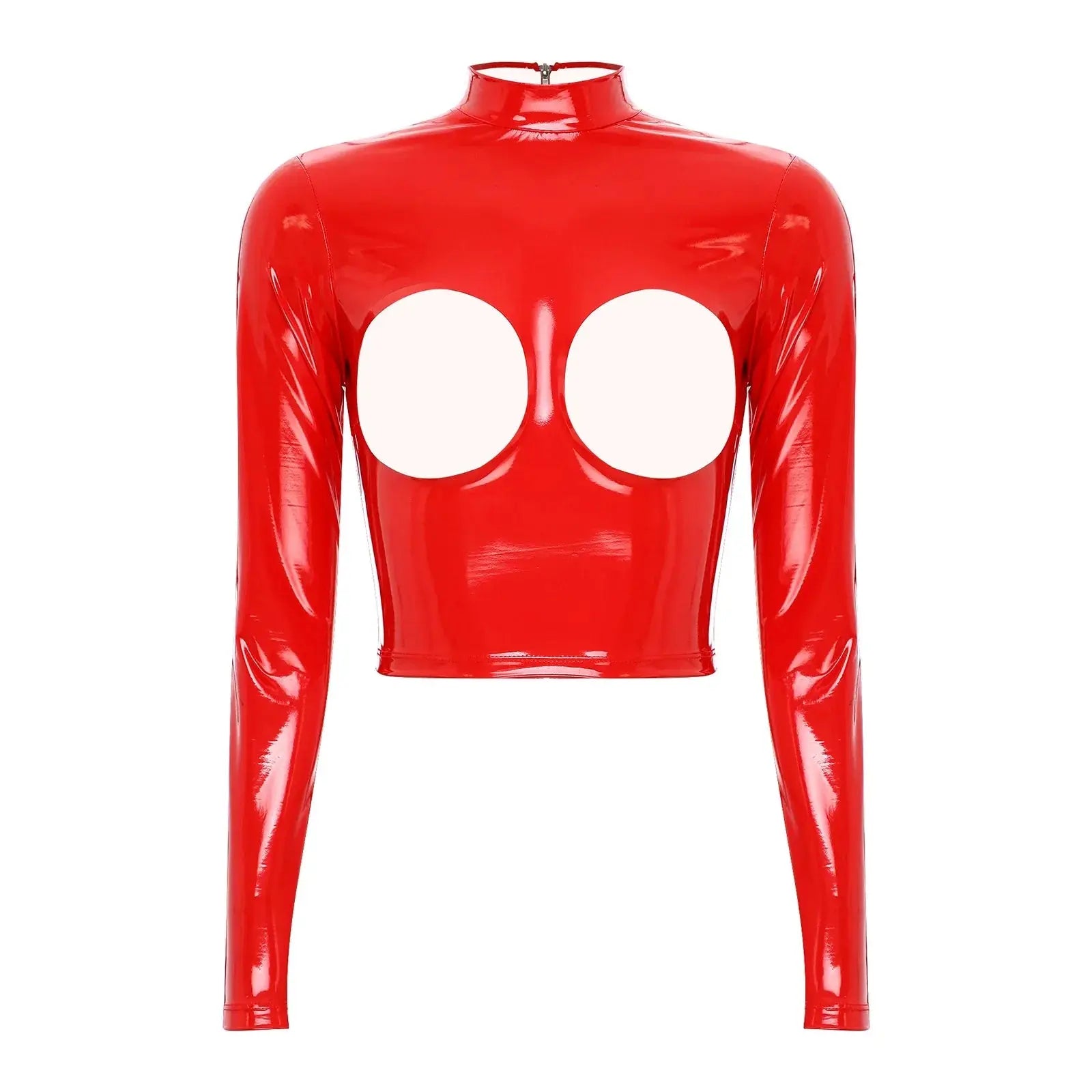 Glossy Leather Crop Top Lacy